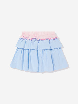 MSGM Girls Poplin Skirt in Blue