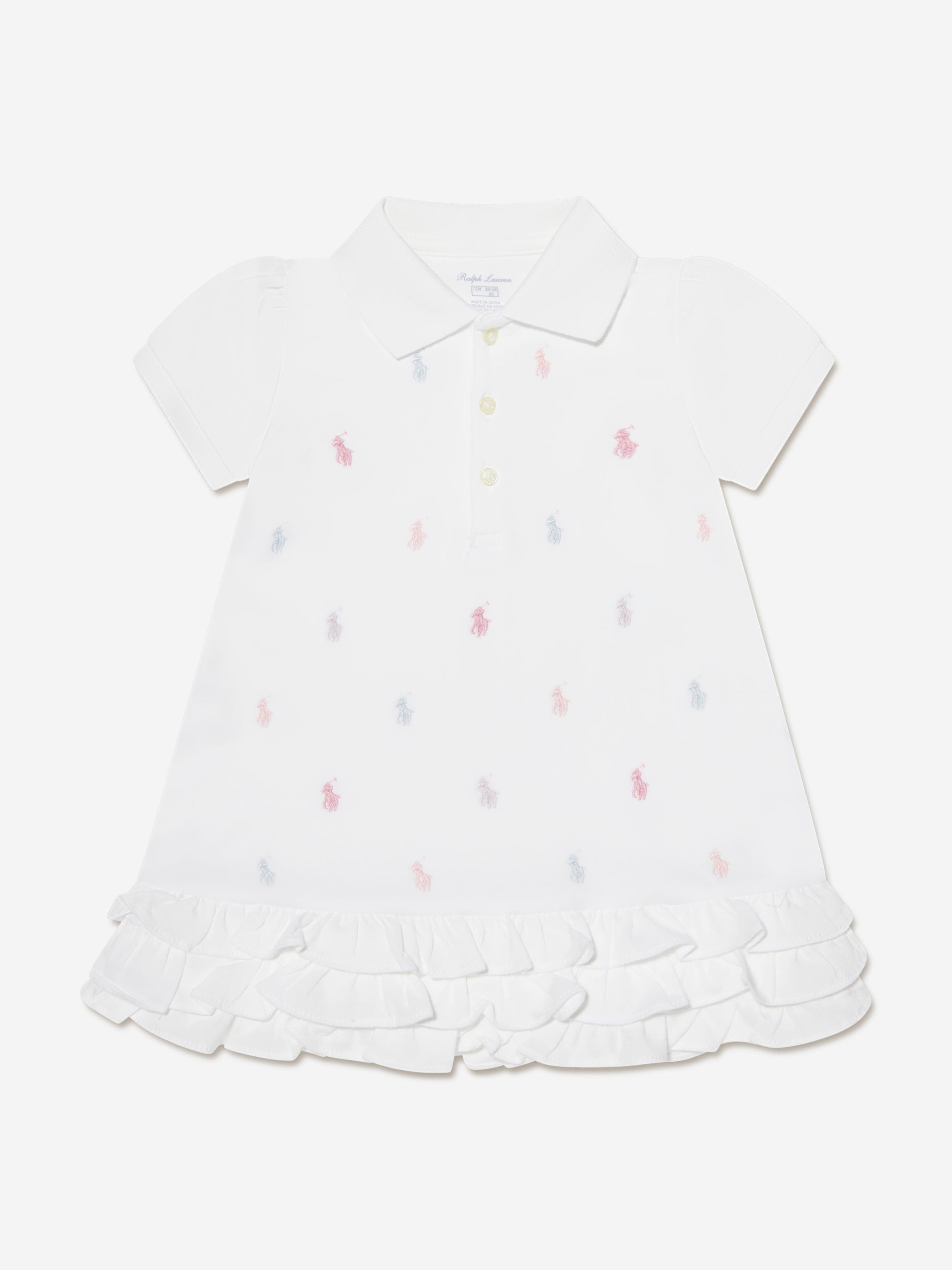 Ralph Lauren Baby Girls Schiffli Dress With Bloomers in White