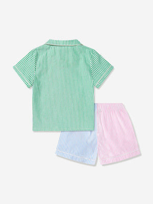 Ralph Lauren Girls Oxford Short Pyjama Set in Multicolour