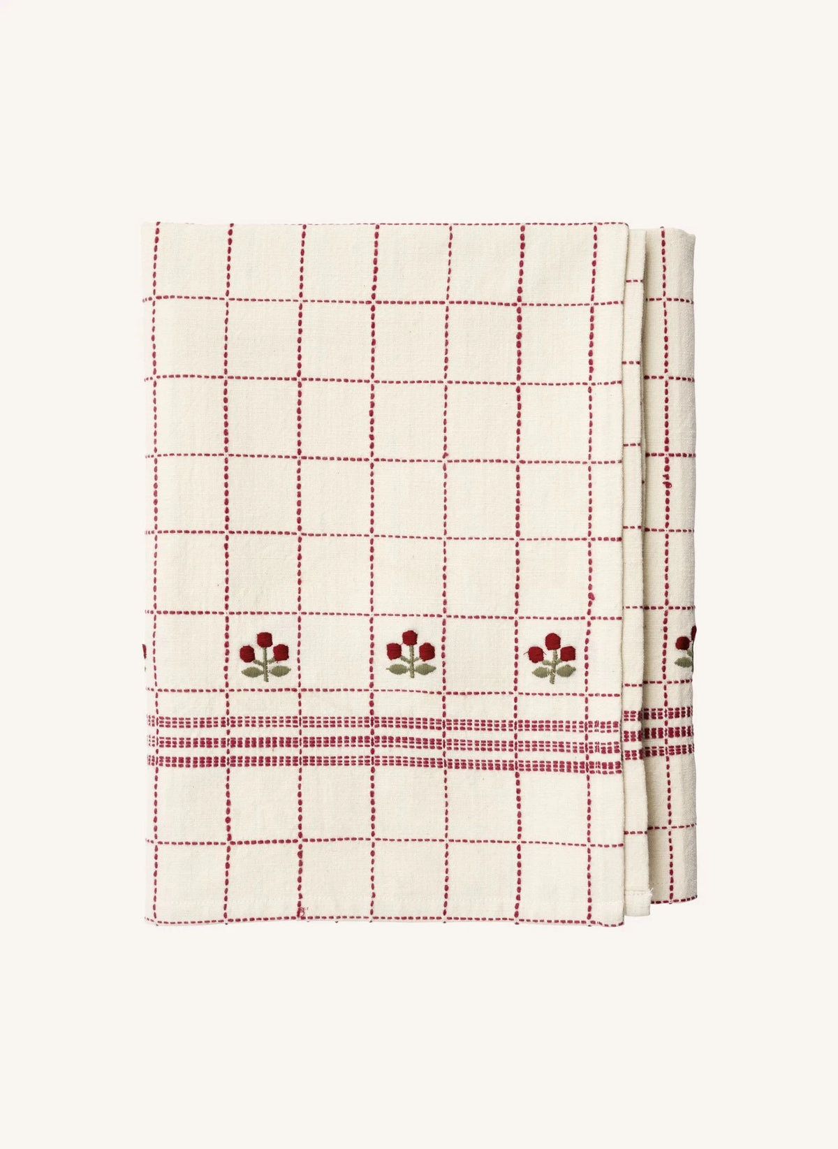 Madam Stoltz - Embroidered Tablecloth | Red