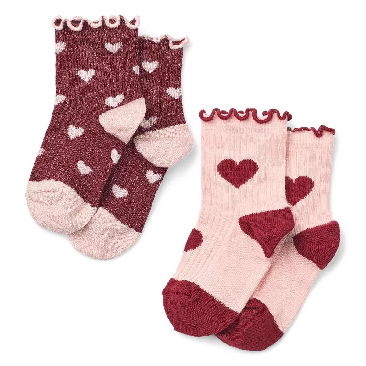 Flöss - Vigga Heart Socks 2 Pairs | Pink
