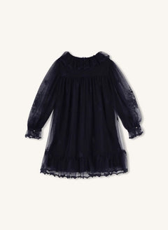 Chloé - Tulle Embroidered Dress | Dark Blue