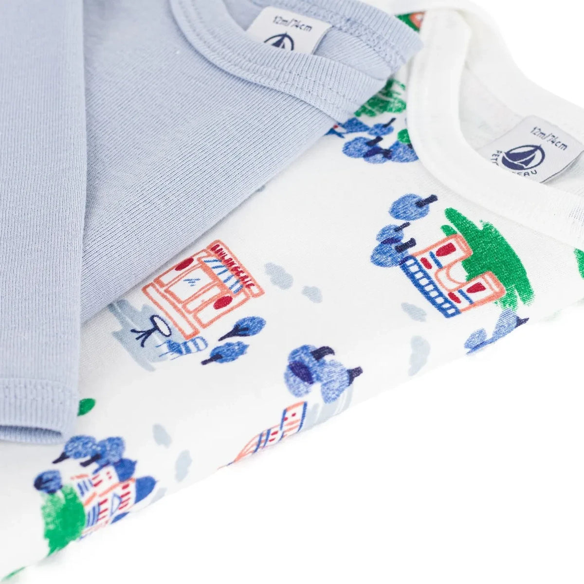 Petit Bateau - 3-Pack Bodysuit Set Paris Organic Cotton | White