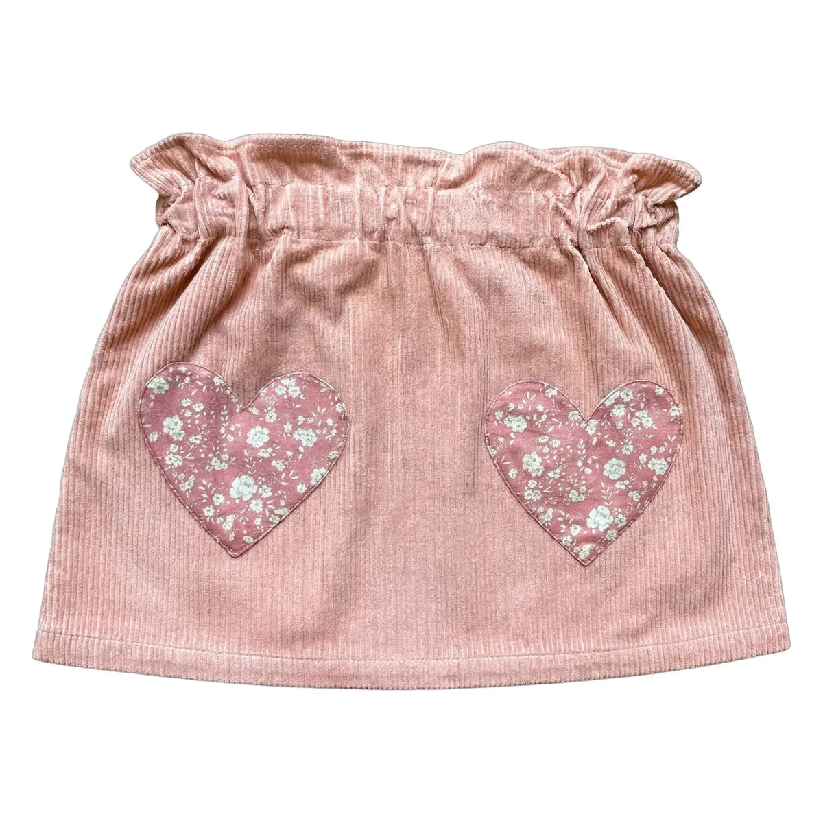 Louis Louise - Flower Patterned Heart Pocket Skirt, "Teacher" Ribbed Velvet | Light Pink