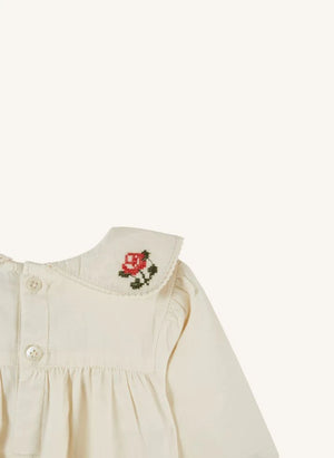 Emile et Ida - Cross-Stitched Romper | Ecru