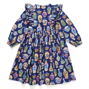 Maison Mangostan - Porcelain Ruffled Dress | Dark Blue