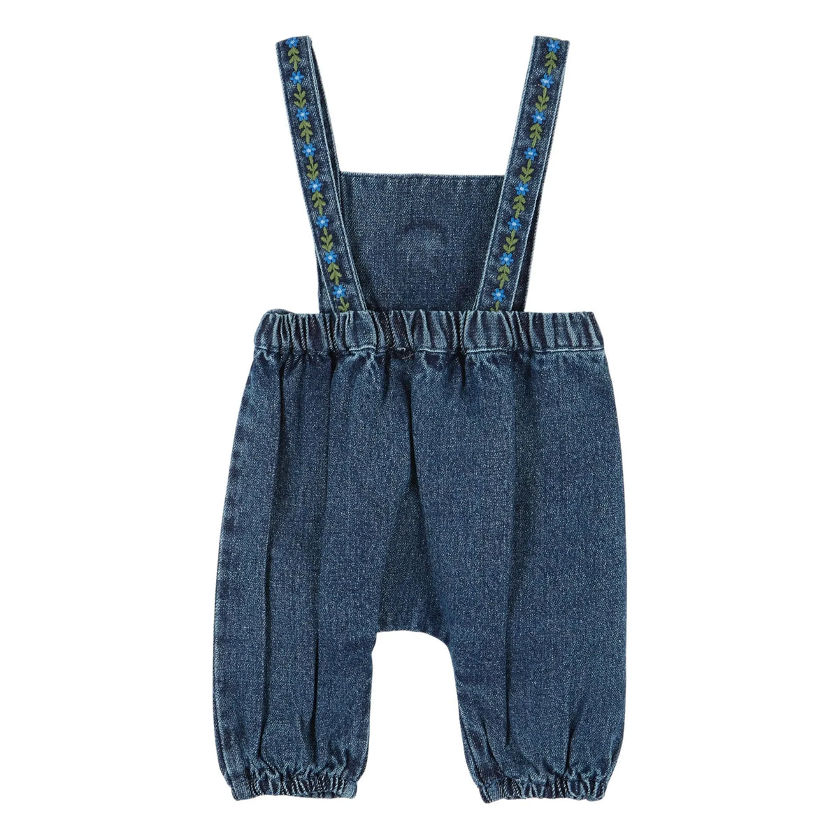 Emile et Ida - Baby Denim Embroidered Romper | Dark Blue