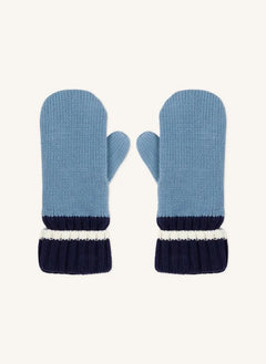 Petit Bateau - Blue Ribbed Knit Gloves