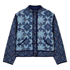 Louise Misha - Omotayo Midnight Star Patchwork Organic Cotton Jacket - Women's Collection | Blue