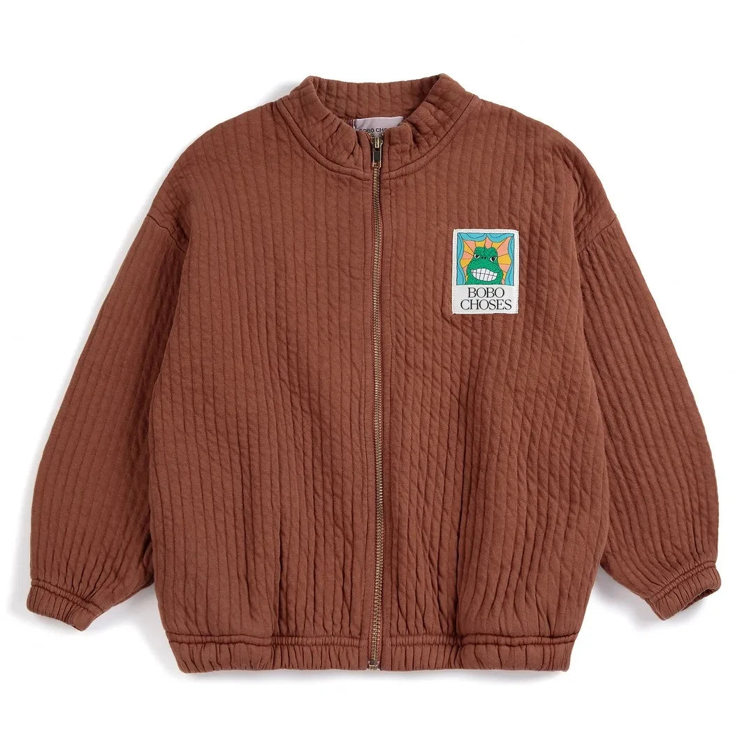 Bobo Choses - Organic cotton hooded zip sweatshirt | Brown