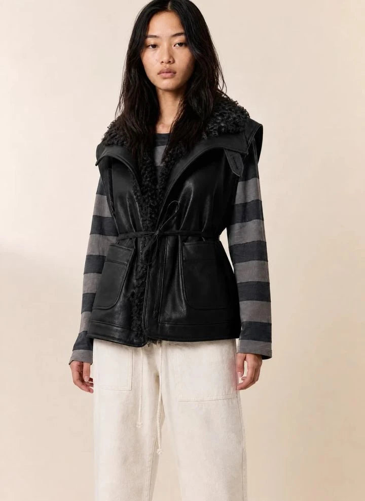 Leon & Harper - Vico Sleeveless Jacket | Black