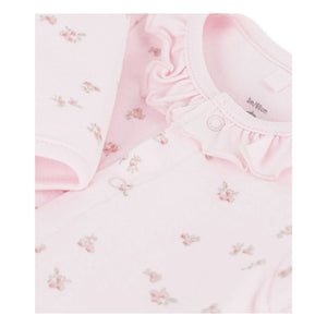 Petit Bateau - Floral Velour Cotton Organic Pajamas | Light Pink