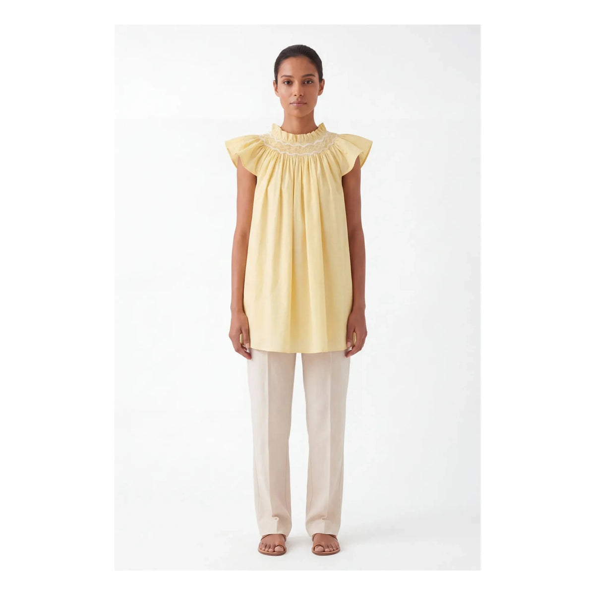 BELLEPIECE - Mykonos Cotton Poplin Top | Yellow