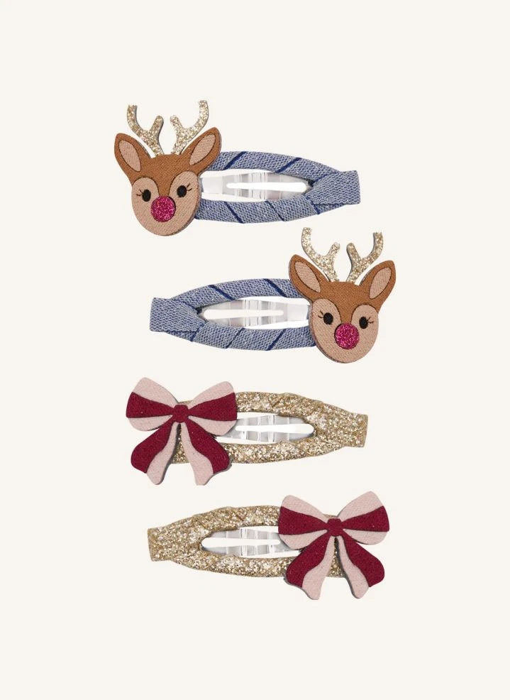 Mimi & Lula - 4-piece Rudolph hair clip set | Gold
