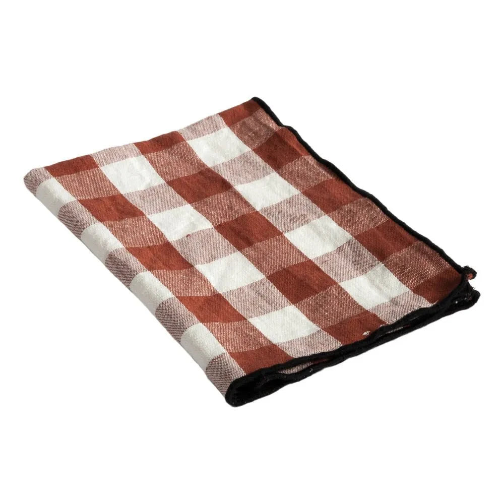 Maison de Vacances - Bourdon Black Mesh Gingham Napkin | Vichy Clay
