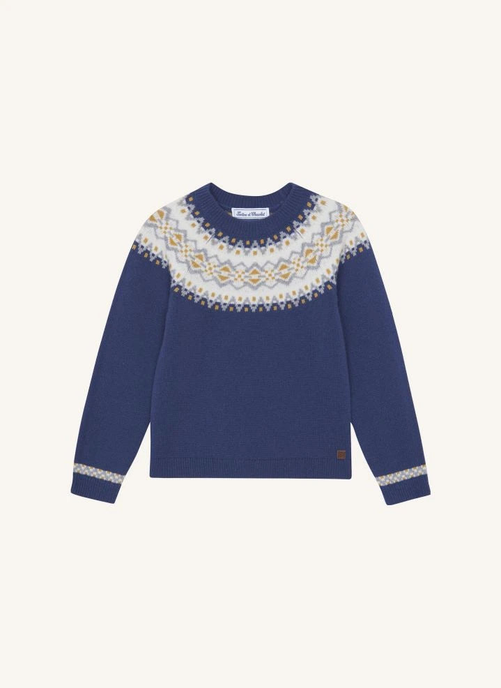 Tartine et Chocolat - Jacquard Winter Wool Sweater | Indigo