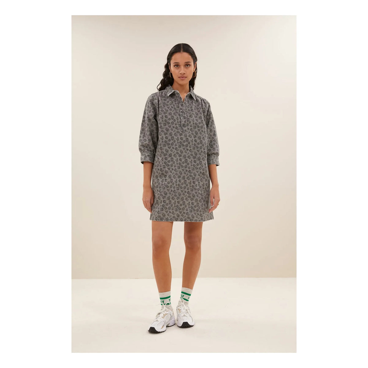 By Bar - Flynth Cheetah Organic Cotton Dress | Gray