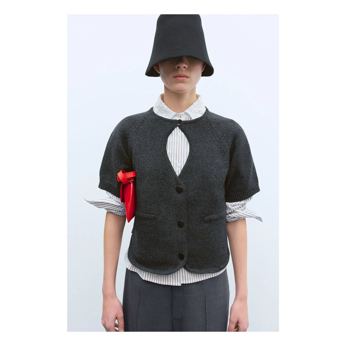 Cordera - Recycled Cotton Cropped Cardigan | Coal Grey