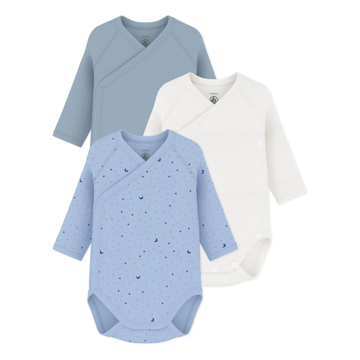 Petit Bateau - 3-Piece Organic Cotton Star Pattern Bodysuit Set | Blue
