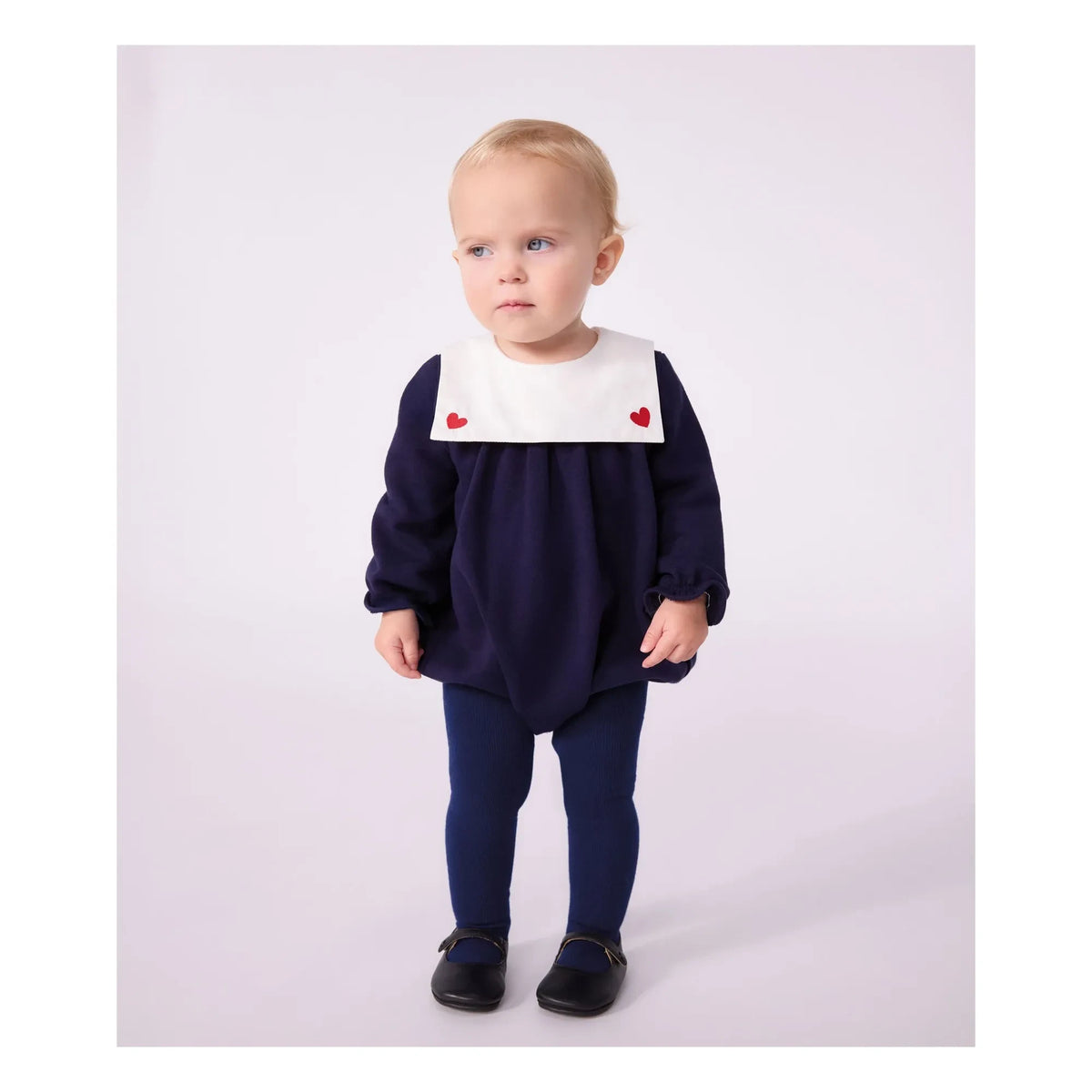 Petit Bateau - Snap Collar Organic Cotton Bodysuit | Night Blue