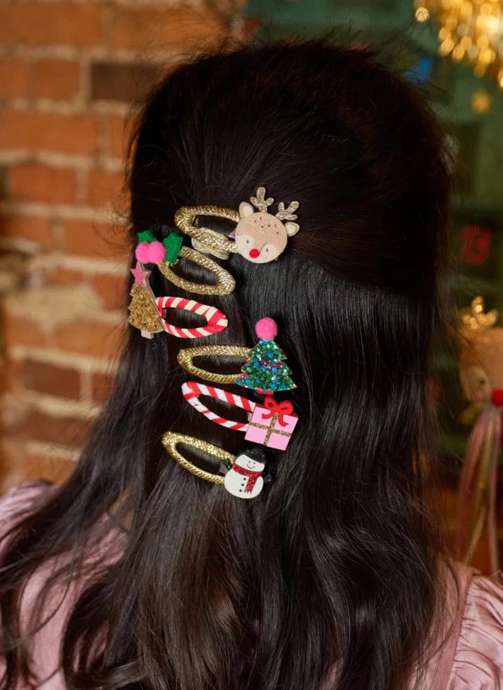 Rockahula Kids - Set of 2 Glitter Snowman Hair Clips | White