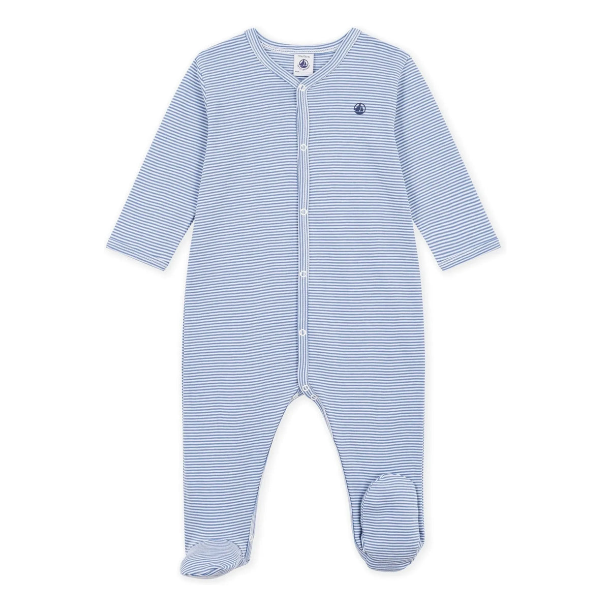 Petit Bateau - Striped Milleraies Organic Cotton Dors Bien Pajamas | Blue
