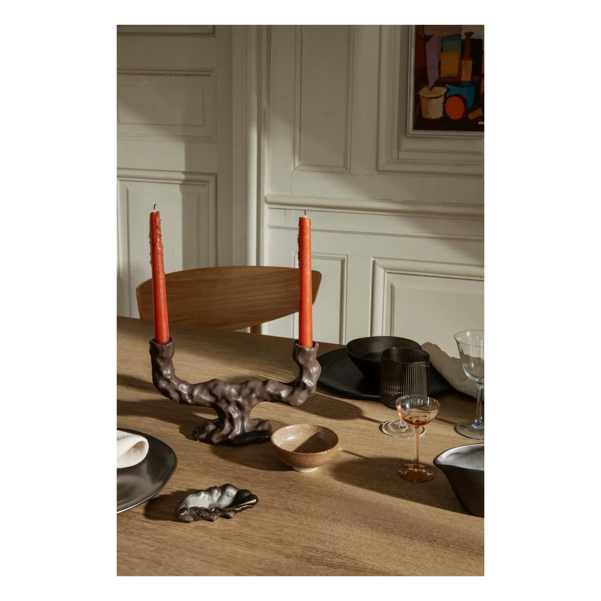 Ferm Living - Dito Stoneware Double Candle Holder | Brown