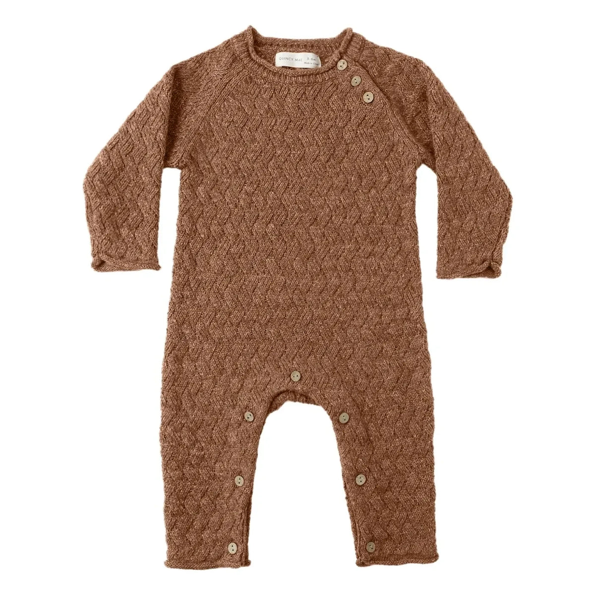 Quincy Mae - Organic Cotton Knit Romper | Brown