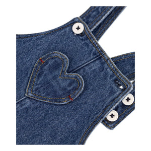 Petit Bateau - Organic Cotton Denim Heart Dungaree | Blue