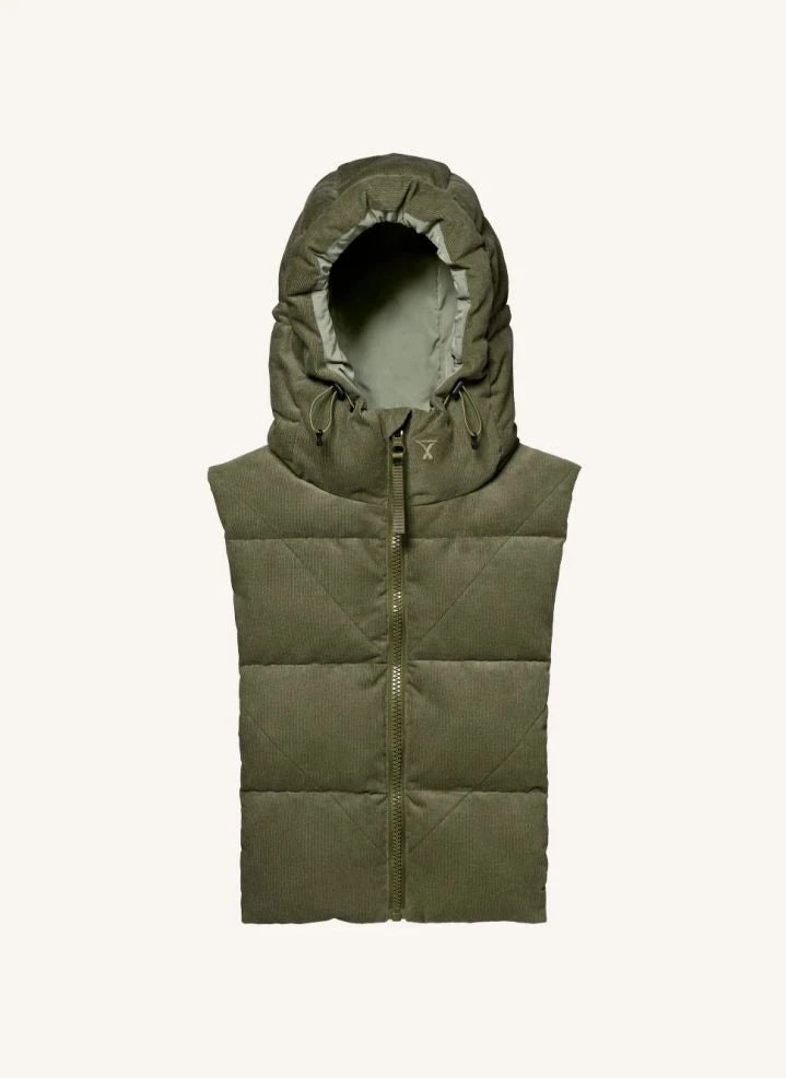 Fudoon - Reversible Velvet Hooded Padded Jacket | Khaki