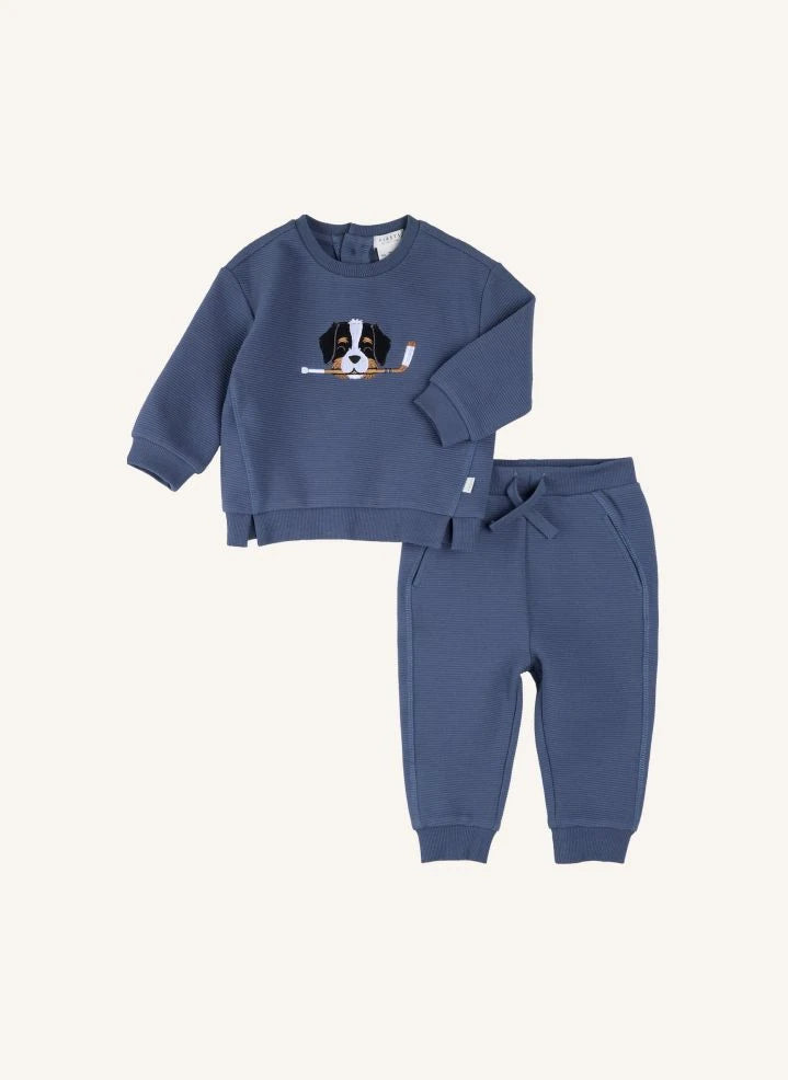 Petit Lem - Organic Cotton Dog Sweatshirt and Jogger Set | Blue