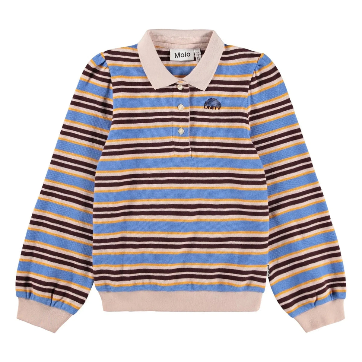 Molo - Ravi Striped Organic Cotton Polo T-Shirt | Light Blue