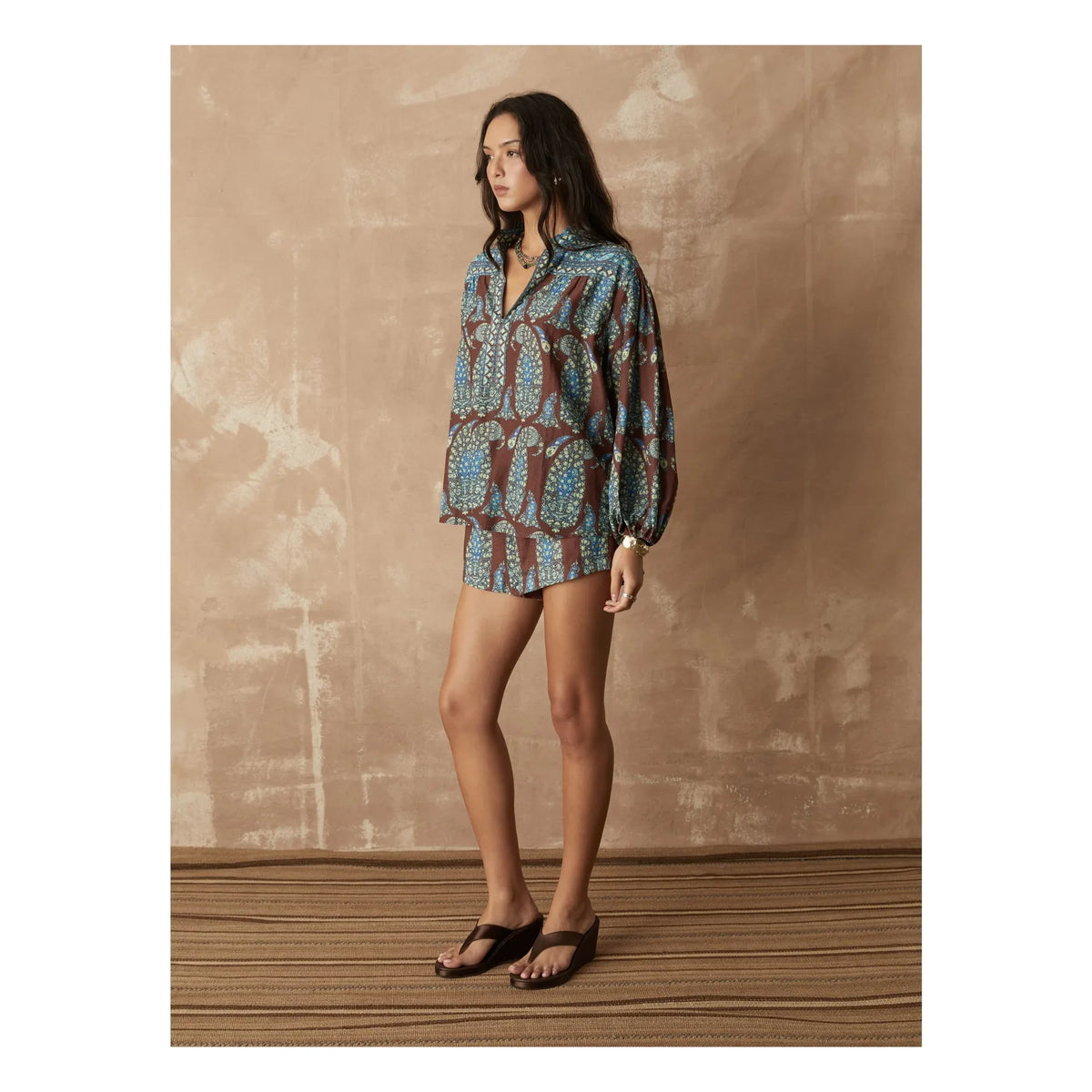 Boteh - Calicio Smock Cotton Blouse | Chocolate
