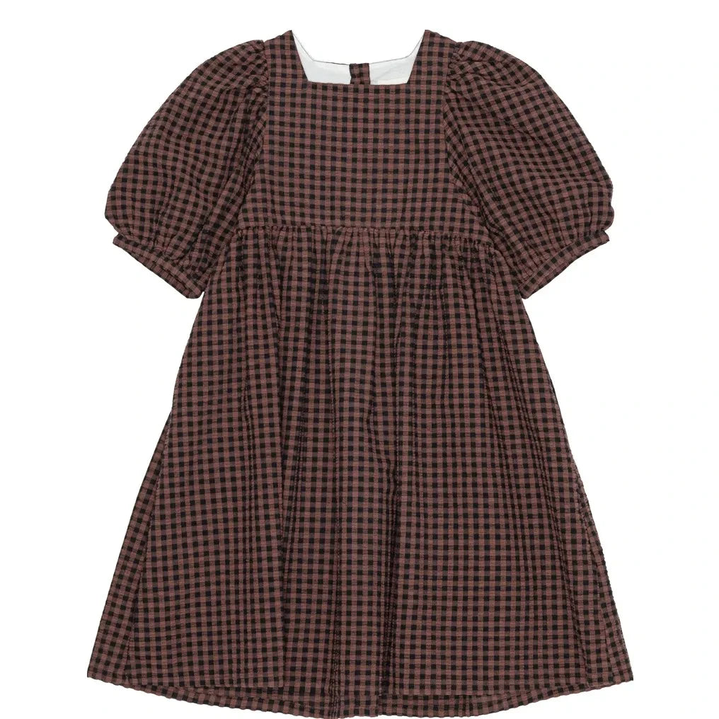 brunobruno nation - Alva Check Dress Made from Recycled Fibers | Brown