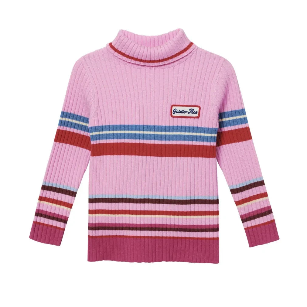 Goldie + Ace - Striped Fisherman Neck Sweater | Pink