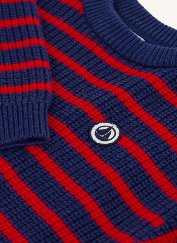 Petit Bateau - Striped Wool Sweater | Navy