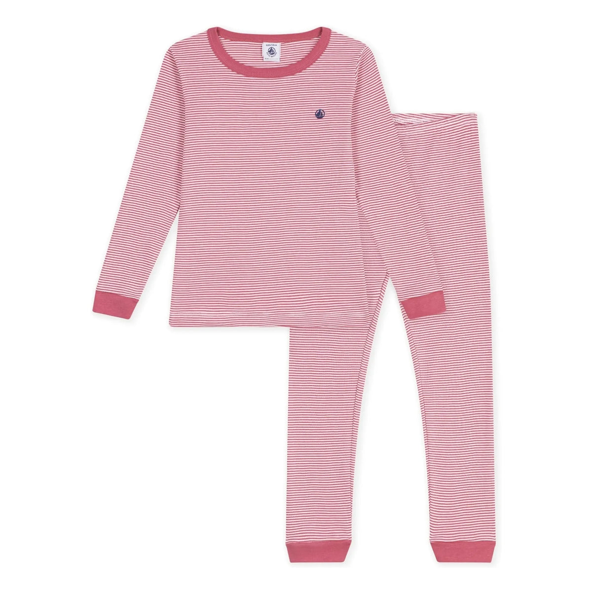 Petit Bateau - Milleraies Organic Cotton Slim Fit Striped Pajamas | Dusty Pink