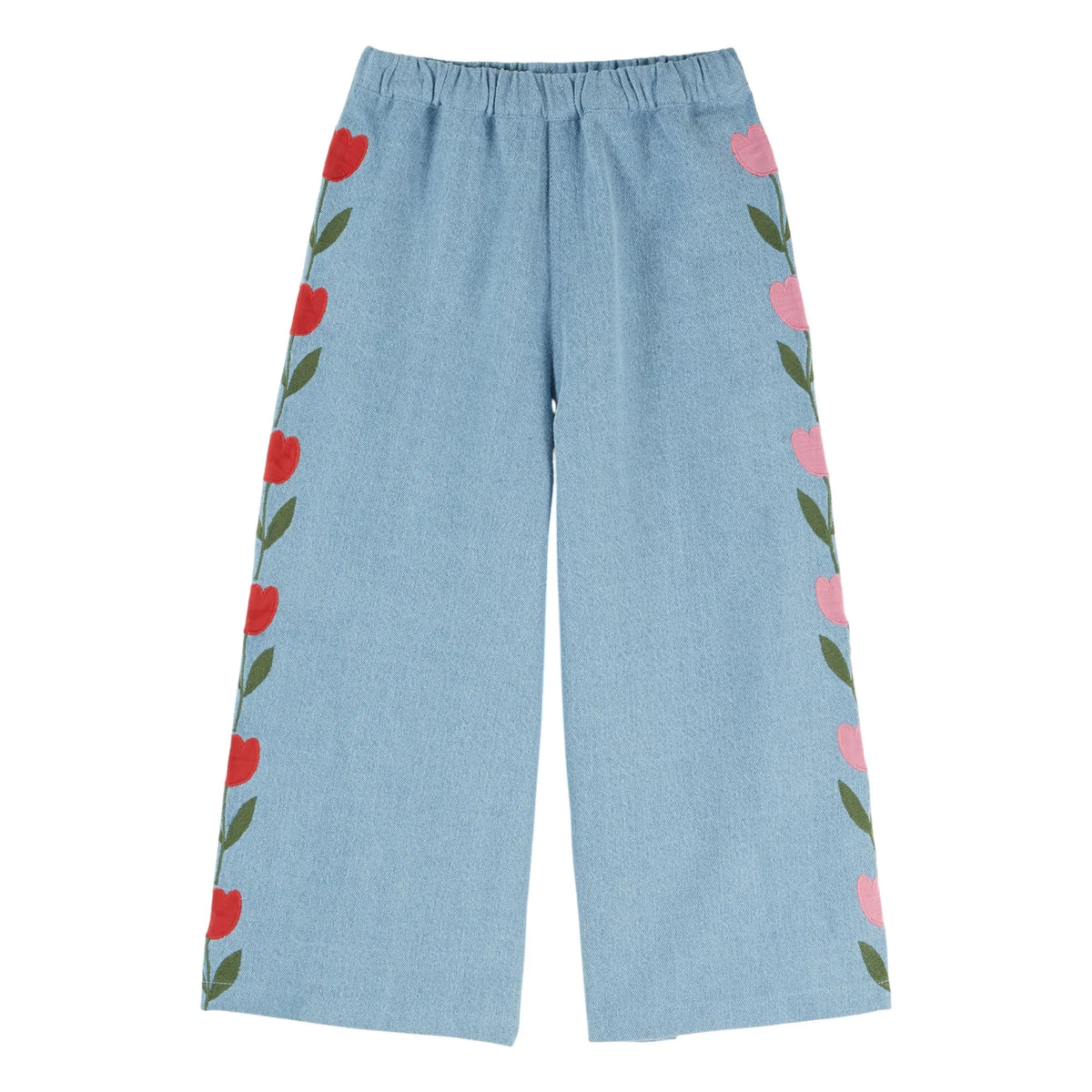 Emile et Ida - Embroidered Loose Denim Pants | Blue