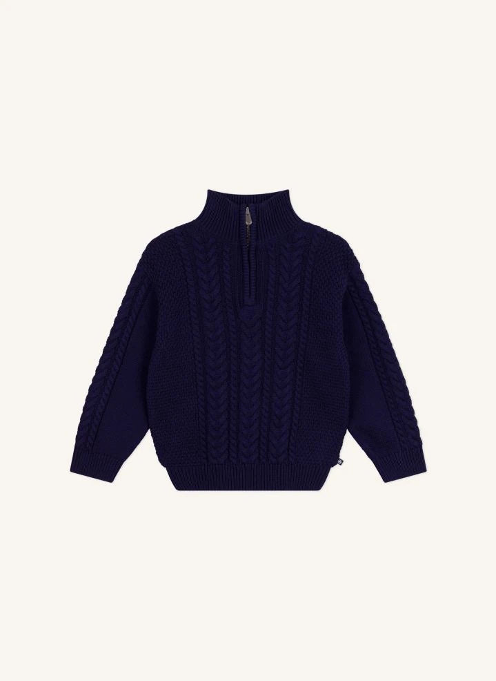 Petit Bateau - Organic cotton cable knit sweater | Navy