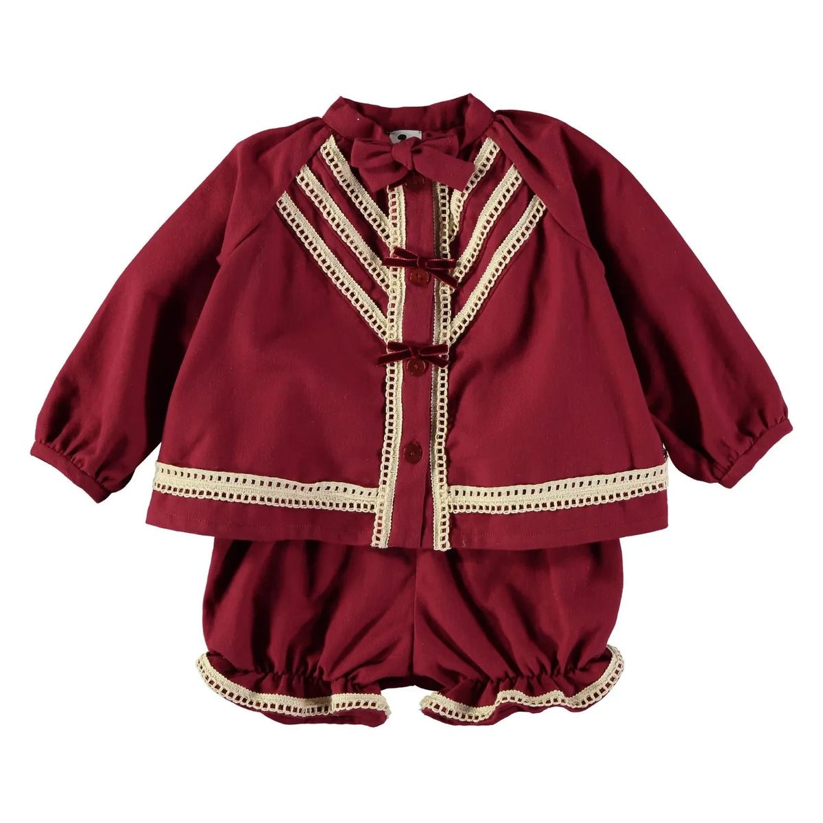 Risu Risu - Riva Organic Cotton Blouse and Romper Bottom Set | Burgundy