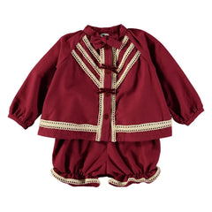 Risu Risu - Riva Organic Cotton Blouse and Romper Bottom Set | Burgundy