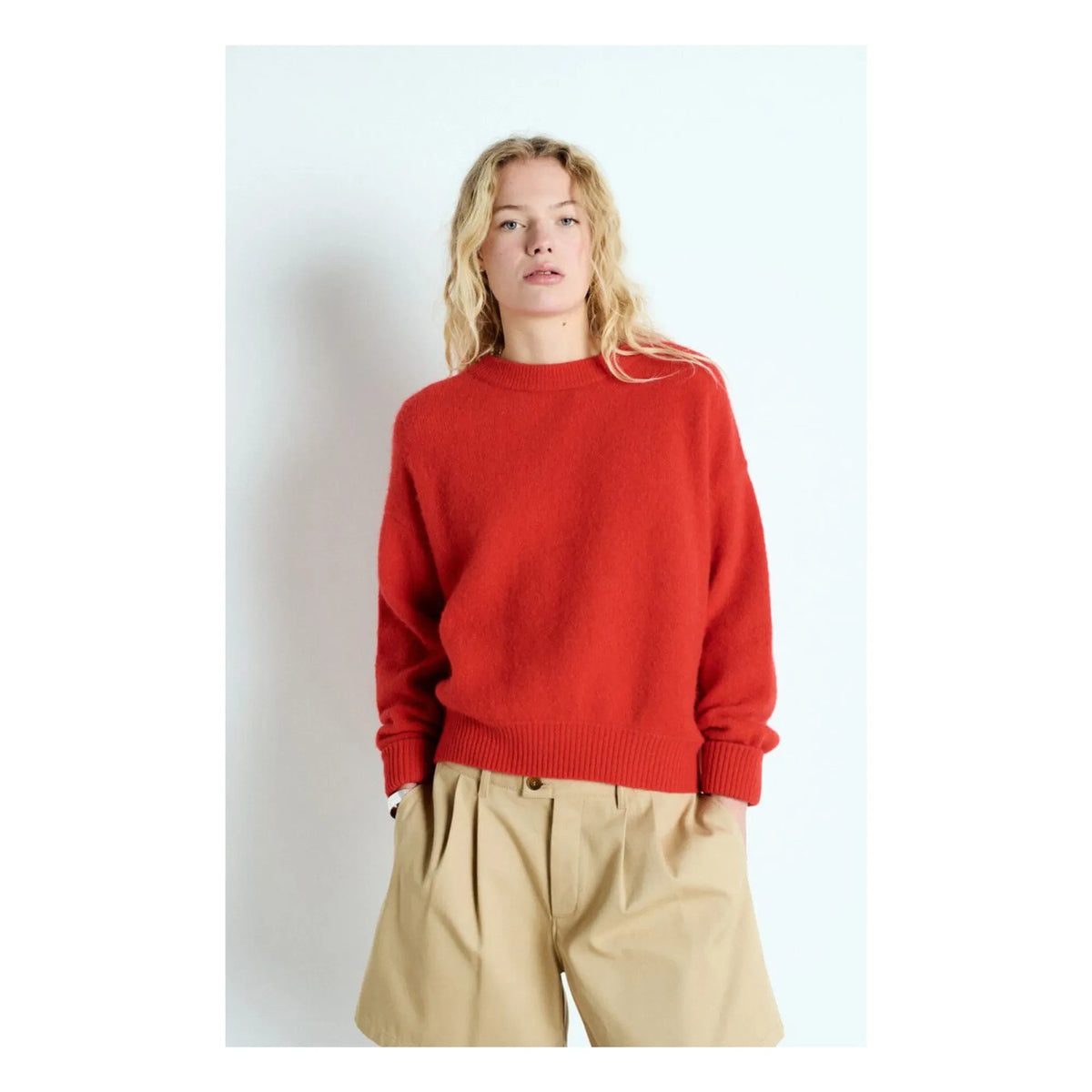 American Vintage - Vitow Alpaca and Wool Boat Neck Sweater | Red