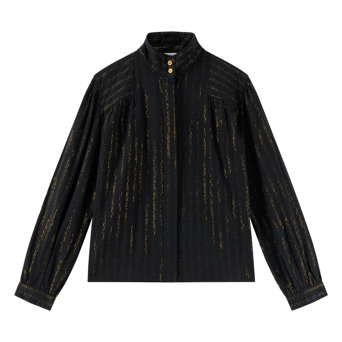 Leon & Harper - Chana Striped Metallic Blouse | Black