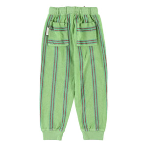 Piupiuchick - Organic Cotton Terry Textured Striped Jogger Trousers | Green