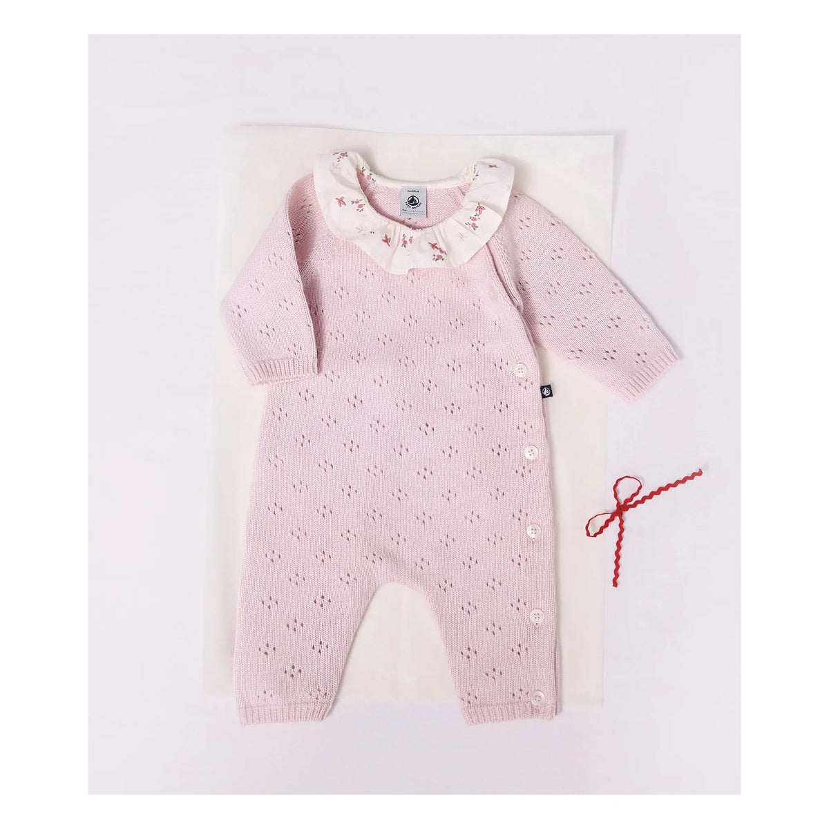 Petit Bateau - Wool Openwork Romper | Pink