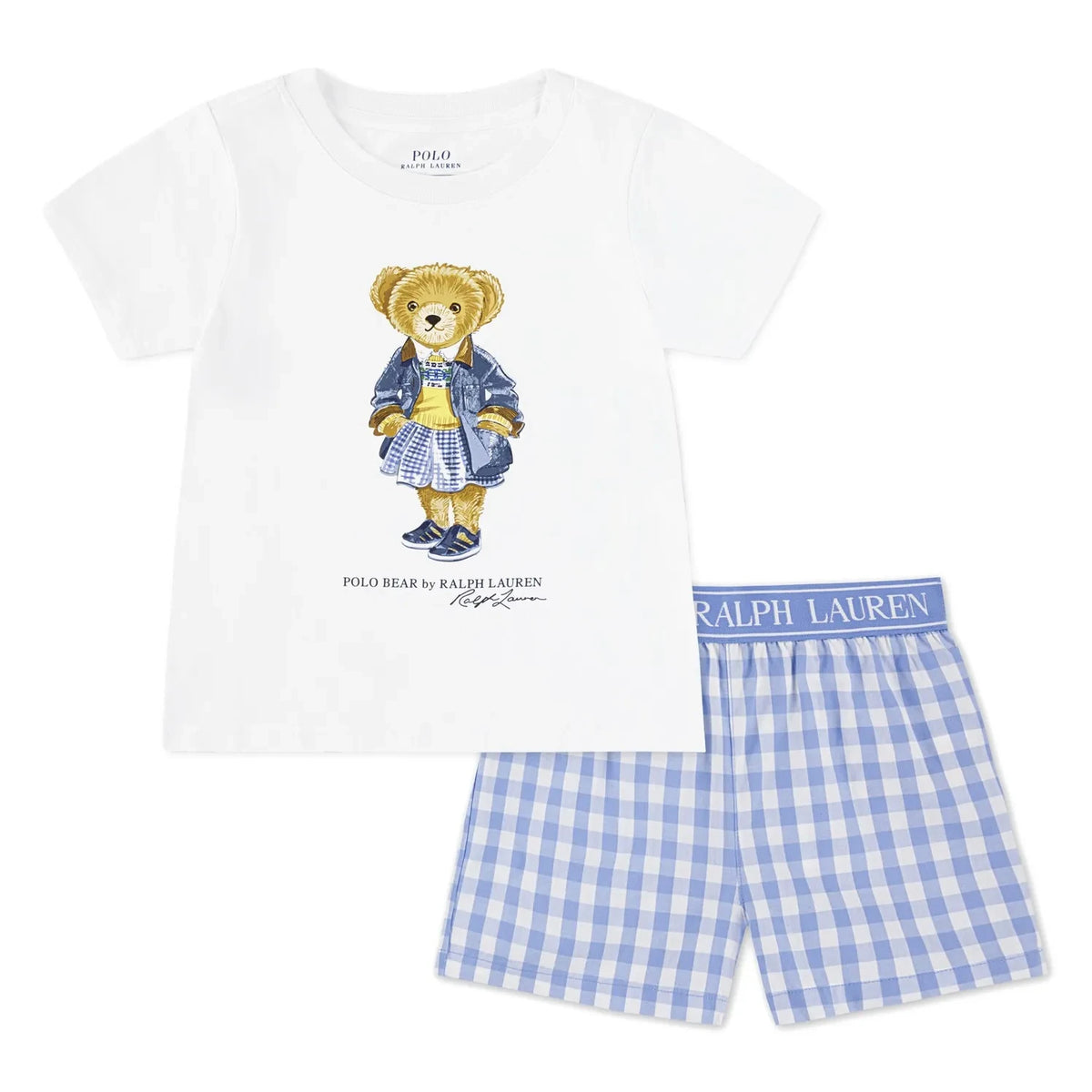 Ralph Lauren - Checked T-Shirt and Shorts Pajamas | Light Blue