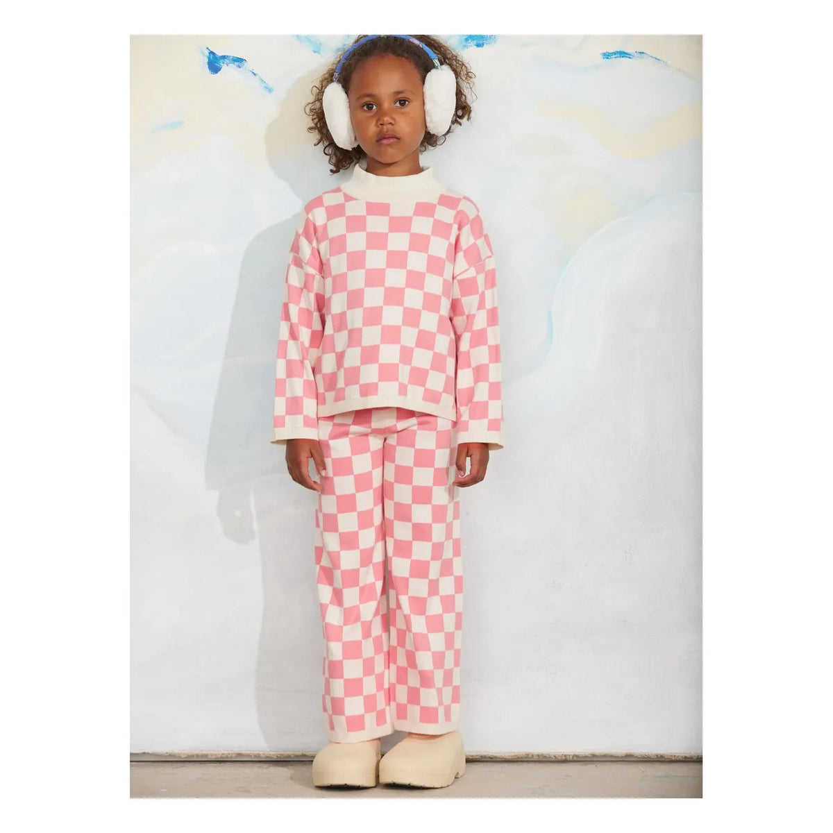 Mini Rodini - Damier organic cotton sweatshirt | Pink