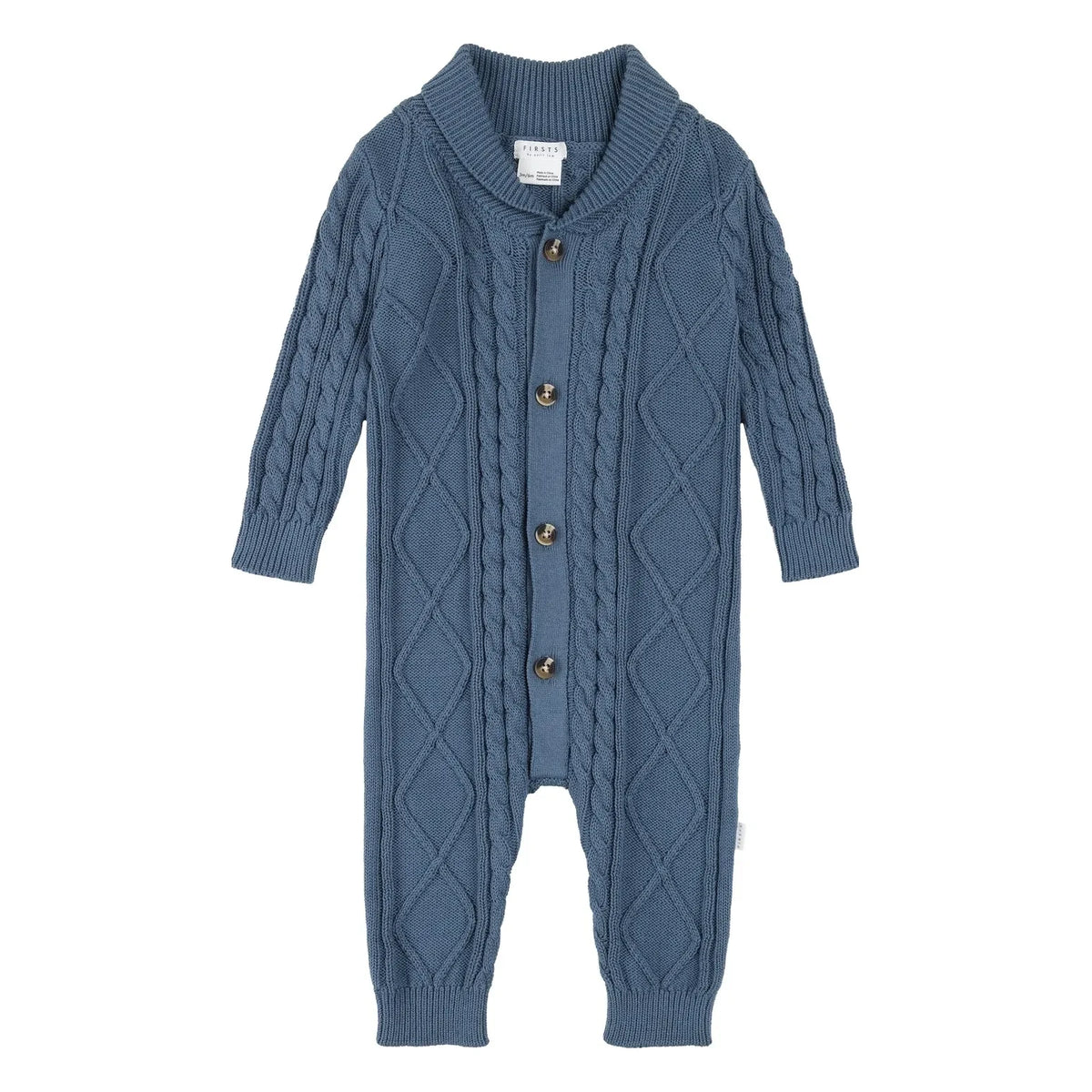 Petit Lem - Organic Cotton Jacquard Jumpsuit | Blue