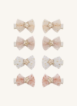 Mimi & Lula - Set of 8 Tulle Bow Hair Clips | Light Pink