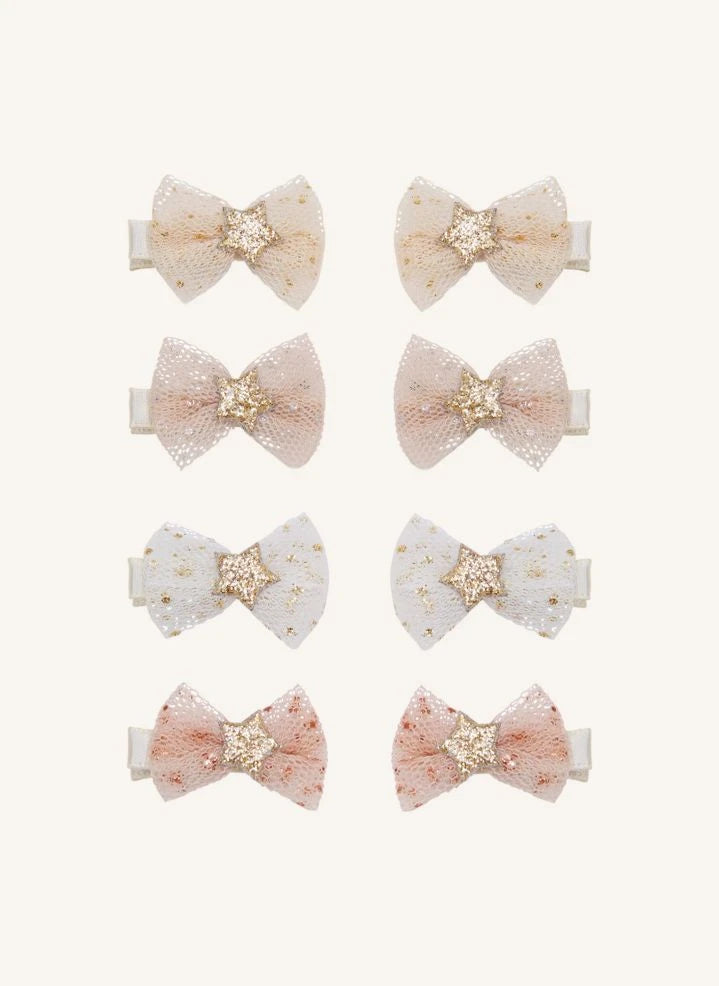 Mimi & Lula - Set of 8 Tulle Bow Hair Clips | Light Pink